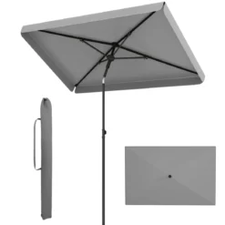 Sonnenschirm 200 x 130 cm Rechteckiger Balkonschirm mit 30° Neigungswinkel Beige/Grau/Braun