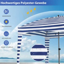 Sonnenschutz mit Abnehmbarer Seitenwand und 8 Sandsäcken tragbares Strandzelt mit Tragetasche 183 x 183 cm