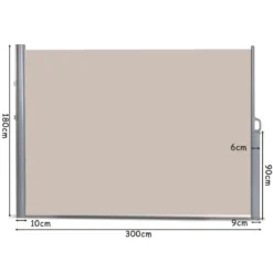 Sonnen- und Windschutz aus Aluminium Ausziehbar faltbar Sichtschutz 300 x 180 cm Beige