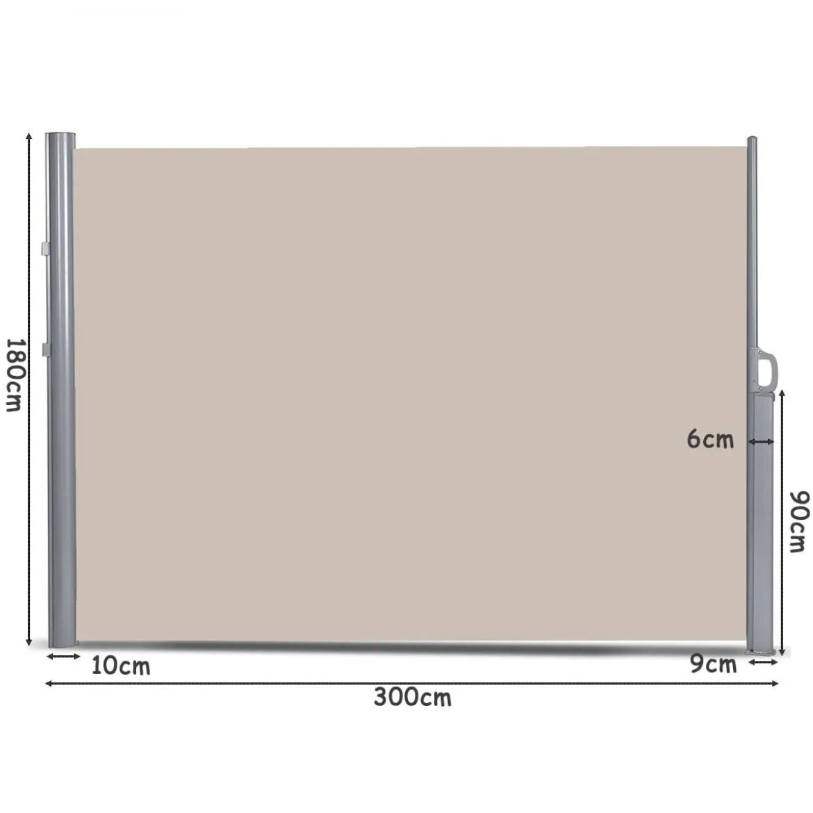 Sonnen- und Windschutz aus Aluminium Ausziehbar faltbar Sichtschutz 300 x 180 cm Beige