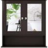 Spiegelschrank Badezimmer Badschrank mit Spiegel Badezimmerschrank mit höhenverstellbarer Ablage Badezimmerspiegel Braun