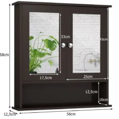 Spiegelschrank Badezimmer Badschrank mit Spiegel Badezimmerschrank mit höhenverstellbarer Ablage Badezimmerspiegel Braun