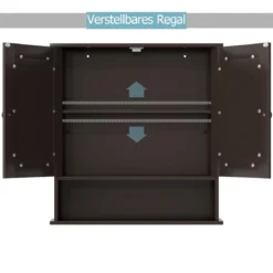 Spiegelschrank Badezimmer Badschrank mit Spiegel Badezimmerschrank mit höhenverstellbarer Ablage Badezimmerspiegel Braun