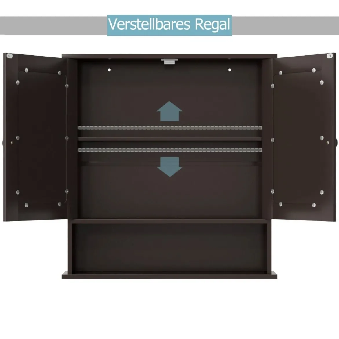 Spiegelschrank Badezimmer Badschrank mit Spiegel Badezimmerschrank mit höhenverstellbarer Ablage Badezimmerspiegel Braun