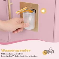 Spielküche aus Holz mit Spüle & Wasserhahn Spielzeugküche mit Zubehör für KinderRosa