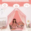 Spielzelt Großes Kinderzelt Indoor-Spielzelt mit Matte Türvorhang 121 x 105 x 137 cm Rosa