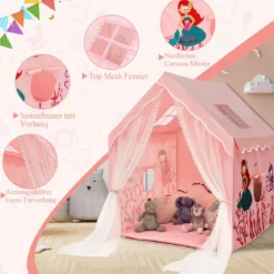 Spielzelt Großes Kinderzelt Indoor-Spielzelt mit Matte Türvorhang 121 x 105 x 137 cm Rosa