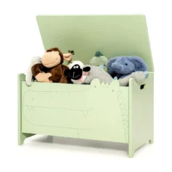 Spielzeugtruhe Spielzeugkiste mit Sicherheitsscharnier für Kinder 60 x 33 x 37,5 cm Grün