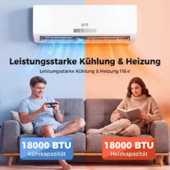 Split Klimaanlage 18000 BTU 3,4kW Inverter Klimagerät mit Heizfunktion Air Conditioner mit WiFi & App