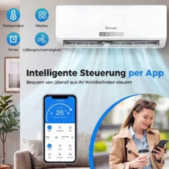 Split Klimaanlage 9000 BTU 3,4kW Inverter Klimagerät mit Heizfunktion Air Conditioner mit WiFi & App