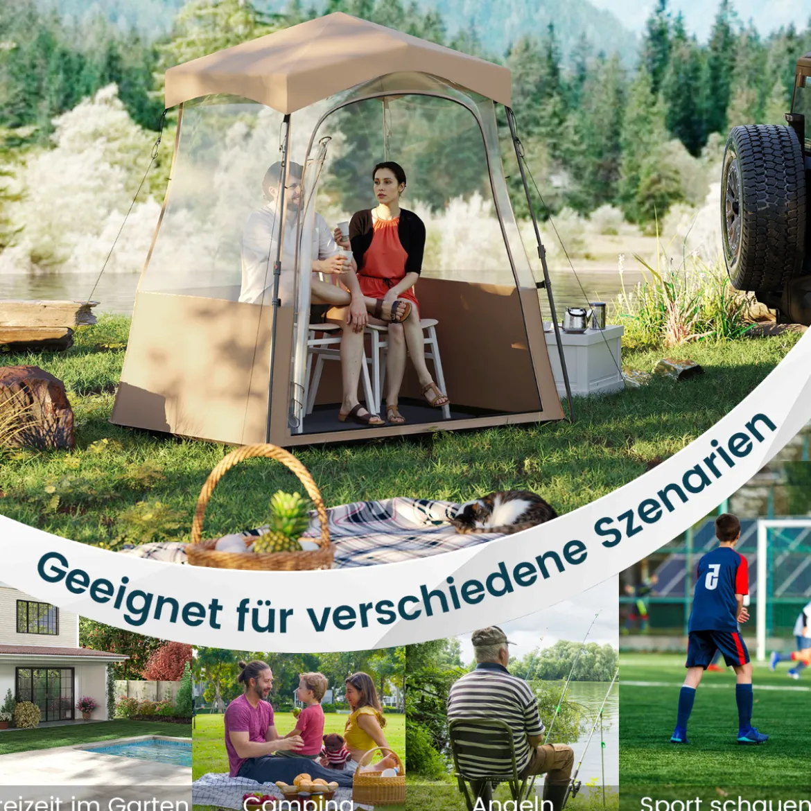 Sportzelt Transparentes Zelt mit klarer Sicht & Robustes Gestell & Tragetasche 183 x 135 x 175 cm