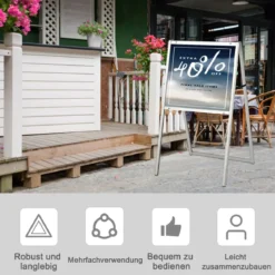 Stabiler doppelseitiger Schildständer mit A-förmigem Rahmen Plakatständer für 60 x 90 cm Poster Silber