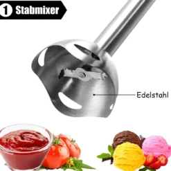 Stabmixer Set Mixstab Pürierstab Handmixer Mixer Zerkleinerer Edelstahl 2 Geschwindigkeiten