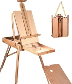 Staffelei mit Ablage und Schublade Künstlerstaffelei Buchenholz tragbar 71 x 114 x 183 cm Natur