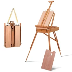 Staffelei mit Ablage und Schublade Künstlerstaffelei Buchenholz tragbar 71 x 114 x 183 cm Natur
