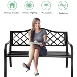 Stahl-Gartenbank Terrassenbank Gartenmöbel geeignet für Rasen Terrasse Veranda Hof