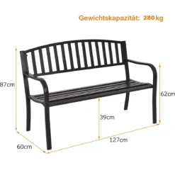 Stahl-Gartenbank Terrassenbank mit Streifendesign robuster Stahlrahmen