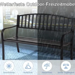 Stahl-Gartenbank Terrassenbank mit Streifendesign robuster Stahlrahmen