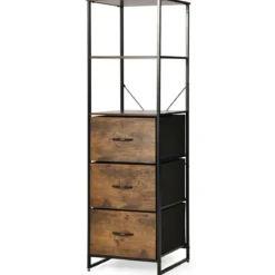 Standregal Bücherregal Aufbewahrungsschrank mit Schubladen 43 x 39 x 156 cm Braun