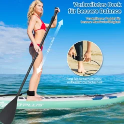 Stand Up Surfbrett Aufblasbares Surfbrett Paddle Board 320 x 76 x 15 cm Grün
