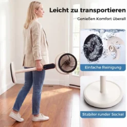 Standventilator 54-96 cm Höhenverstellbarer Ventilator mit 8 Stufen 12 Stunden Timer Weiß