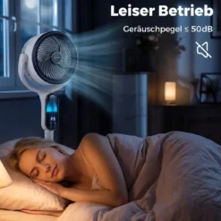 Standventilator 54-96 cm Höhenverstellbarer Ventilator mit 8 Stufen 12 Stunden Timer Weiß