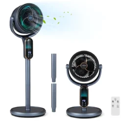 Standventilator 54-96 cm höhenverstellbarer Ventilator mit 8 Stufen 12 Stunden Timer Grau