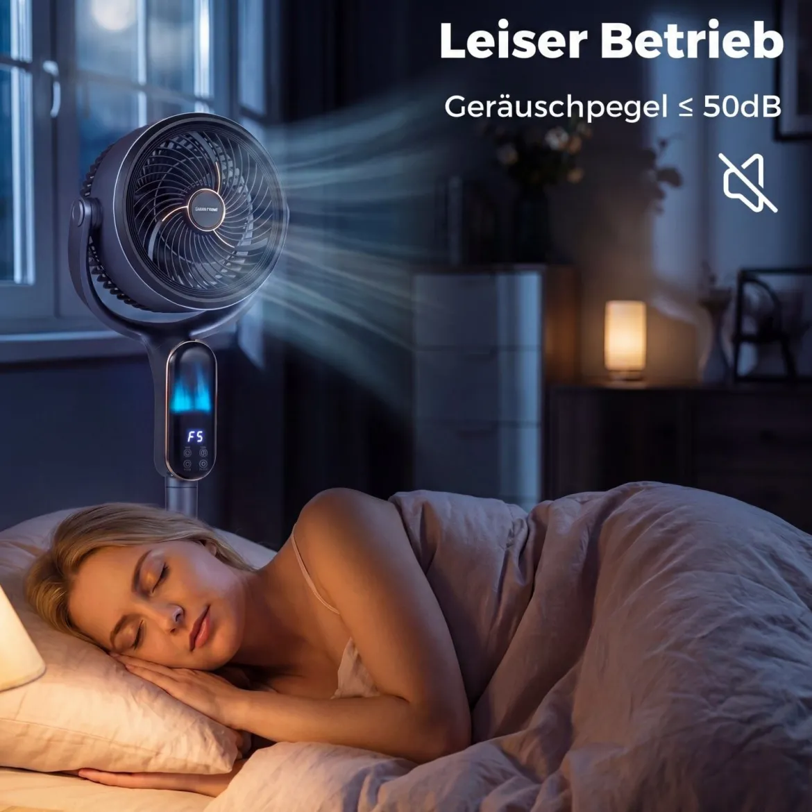 Standventilator 54-96 cm höhenverstellbarer Ventilator mit 8 Stufen 12 Stunden Timer Grau