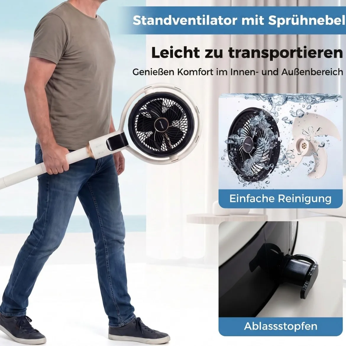 Standventilator mit Fernbedienung Leiser Ventilator mit 90°-Schwenkfunktion