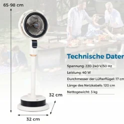 Standventilator mit Fernbedienung Leiser Ventilator mit 90°-Schwenkfunktion