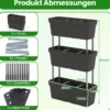 6 Stück Blumenkästen mit Drainagesystem Pflanzkästen Vertikales Hochbeet Pflanzkübel Schwarz