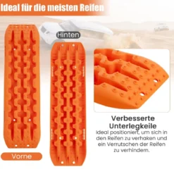 2 Stücke Anfahrhilfe Sandbleche Offroad Reifenleiter für Sand/Schlamm/Schnee 107 x 31 x 7 cm Orange