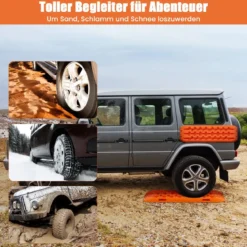 2 Stücke Anfahrhilfe Sandbleche Offroad Reifenleiter für Sand/Schlamm/Schnee 107 x 31 x 7 cm Orange