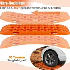 2 Stücke Anfahrhilfe Sandbleche Offroad Reifenleiter für Sand/Schlamm/Schnee 107 x 31 x 7 cm Orange