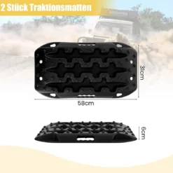 2 Stücke Anfahrhilfe Sandbleche Offroad Reifenleiter für Sand/Schlamm/Schnee 10 Tonnen Schwarz