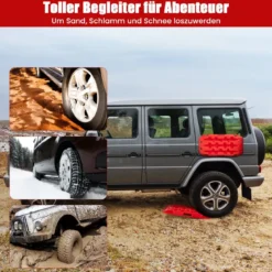 2 Stücke Anfahrhilfe Sandbleche Offroad Reifenleiter für Sand/Schlamm/Schnee 10 Tonnen Rot