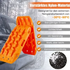 2 Stücke Anfahrhilfe Sandbleche Offroad Reifenleiter für Sand/Schlamm/Schnee 10 Tonnen Orange