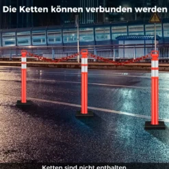 3 Stück Flexible Reflex Absperrpfosten mit Reflektierenden & Griff Sperrpfosten ohne Kette Rot