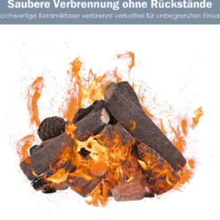 9 Stück Gas-Kamin Scheite Künstliche Brennholz aus Keramik für Propan- & Gasöfen & Elektrokamin