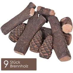 9 Stück Gas-Kamin Scheite Künstliche Brennholz aus Keramik für Propan- & Gasöfen & Elektrokamin