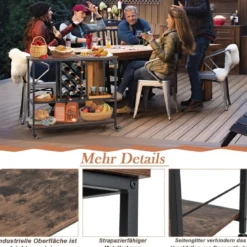 3-stöckige Hausbar Industrieller Servierwagen mit Weinregal 100 x 40 x 87 cm Braun + Schwarz