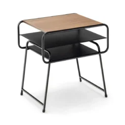 3-stöckiger Beistelltisch mit Aufbewahrungsregal Industrieller Tisch 50 x 40 x 55 cm Natur + Schwarz