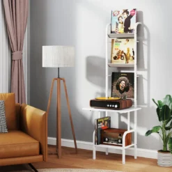 5-stöckiger Plattenspielerständer mit Vinyl-Ausstellungsregal Schallplattenständer Weiß