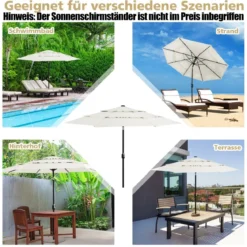 3-Stöckiger Terrassenschirm Doppelt Belüfteter Außenschirm 306 x 306 x 252 cm Beige