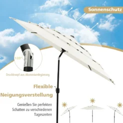 3-Stöckiger Terrassenschirm Doppelt Belüfteter Außenschirm 306 x 306 x 252 cm Beige