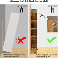 10-stöckiges Baum Bücherregal mit Schublade für Schlafzimmer / Wohnzimmer Rustikales Braun