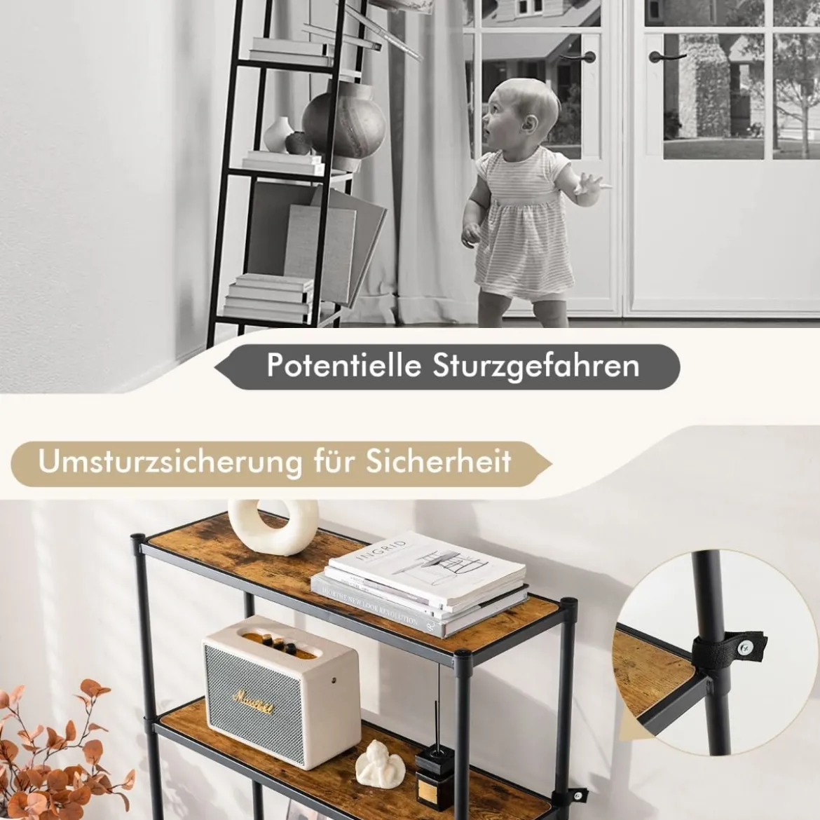 5-Stöckiges Bücherregal Freistehendes Lagerregal 80 x 29 x 154 cm