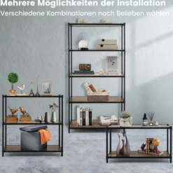 5-Stöckiges Bücherregal Freistehendes Lagerregal 80 x 29 x 154 cm