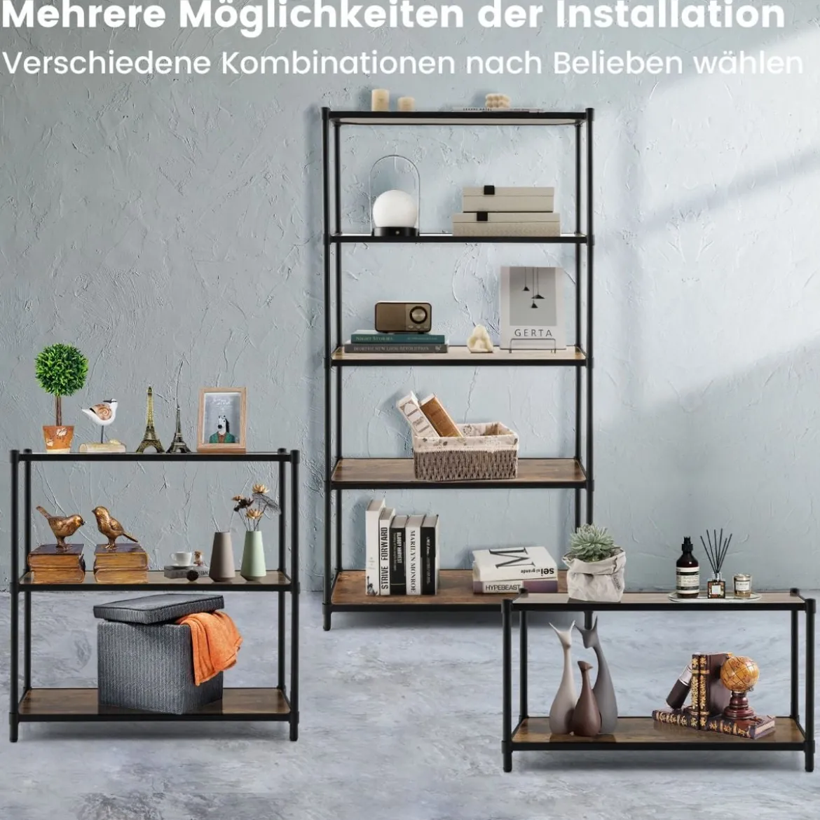 5-Stöckiges Bücherregal Freistehendes Lagerregal 80 x 29 x 154 cm