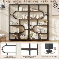 5-stöckiges Bücherregal mit Offenen Regalen Standregal Display Regal Braun & Schwarz